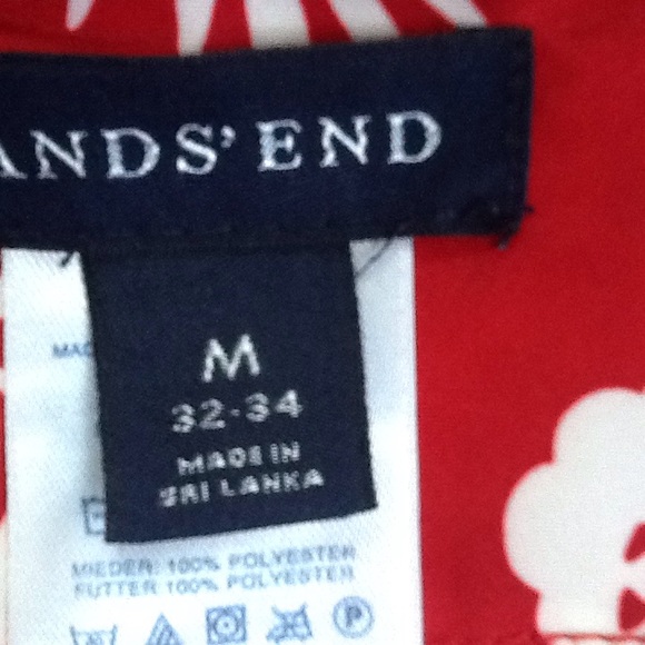 Land's End Red Hawaiian Print Swim Trunks Sz M - Picture 6 of 8
